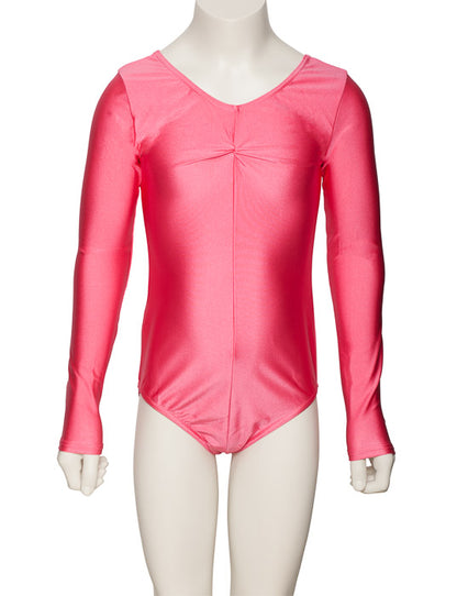 KDC009 Girls All Colours Nylon Lycra Long Sleeve Ruched Dance Gymnastics Leotard