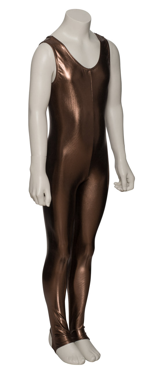 KDC012 Girls Shiny METALLIC All Colours Long Sleeve Stirrup Catsuit Unitard