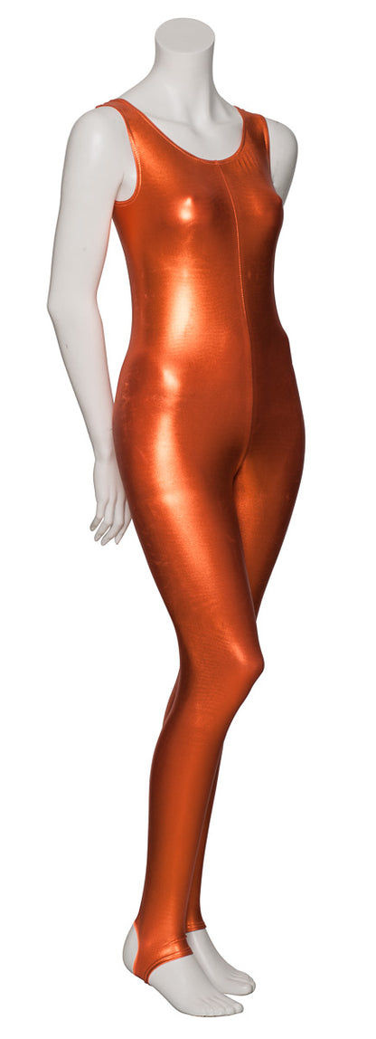 KDC011 Women's Shiny METALLIC All Colours Sleeveless Stirrup Catsuit Unitard