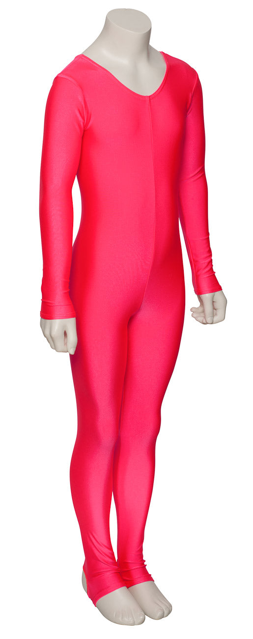 KDC012 Girls All Colours Lycra Long Sleeve Dance Catsuit With Stirrups