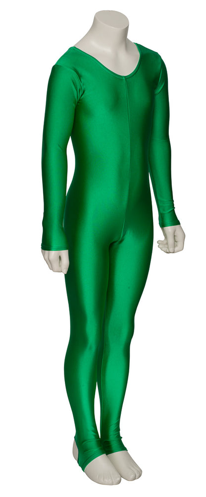 KDC012 Girls All Colours Lycra Long Sleeve Dance Catsuit With Stirrups