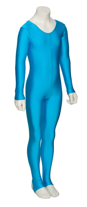 KDC012 Girls All Colours Lycra Long Sleeve Dance Catsuit With Stirrups