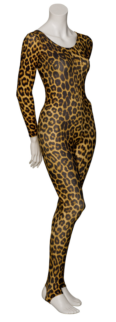 KDC012 All Colours ANIMAL PRINT Women's Girls Lycra Long Sleeve Stirrup Catsuit Unitard