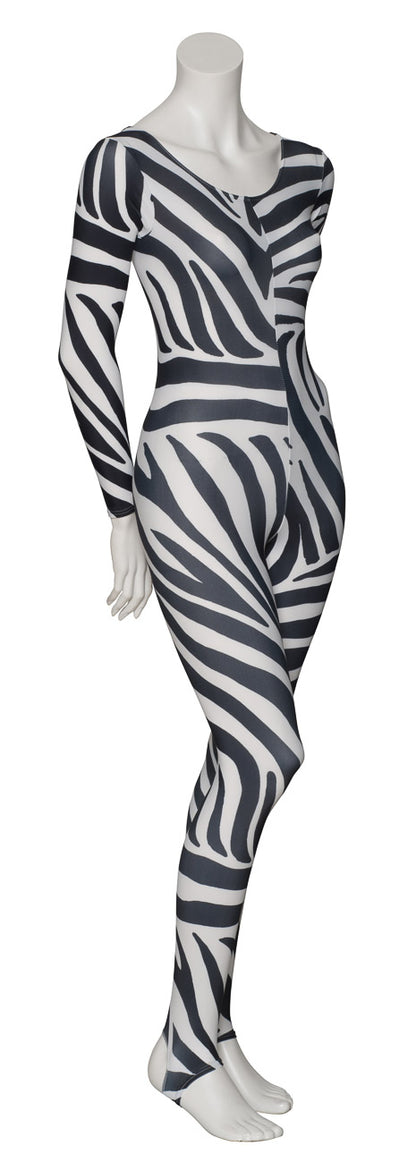 KDC012 All Colours ANIMAL PRINT Women's Girls Lycra Long Sleeve Stirrup Catsuit Unitard