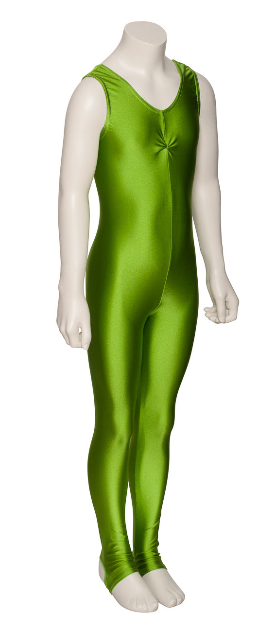 KDC013 Girls All Colours Lycra Sleeveless Ruched Front Dance Catsuit With Stirrups