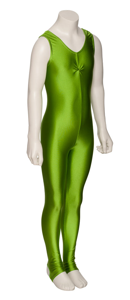 KDC013 Girls All Colours Lycra Sleeveless Ruched Front Dance Catsuit With Stirrups