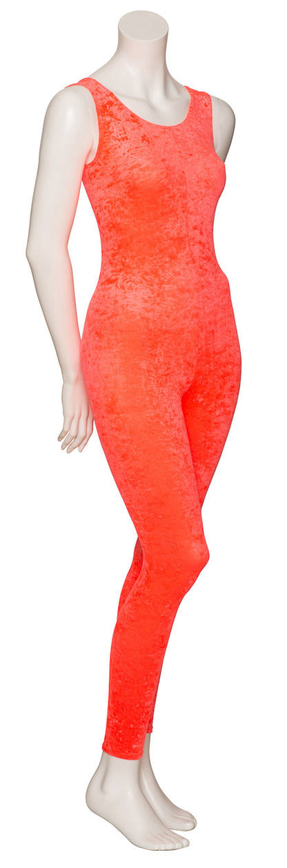 KDCV016 Girls All Colours Crushed Velour Velvet Sleeveless Footless Catsuit