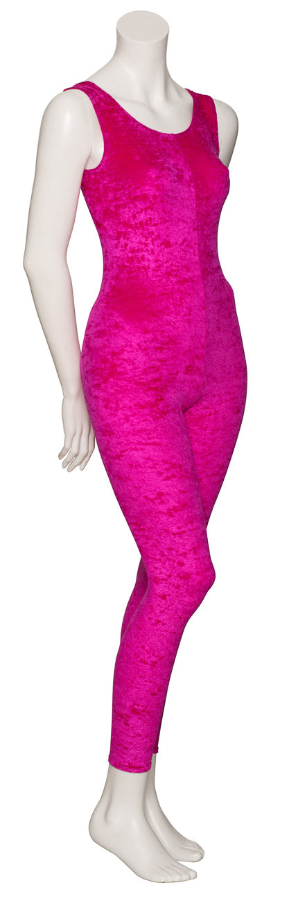 KDCV016 Girls All Colours Crushed Velour Velvet Sleeveless Footless Catsuit