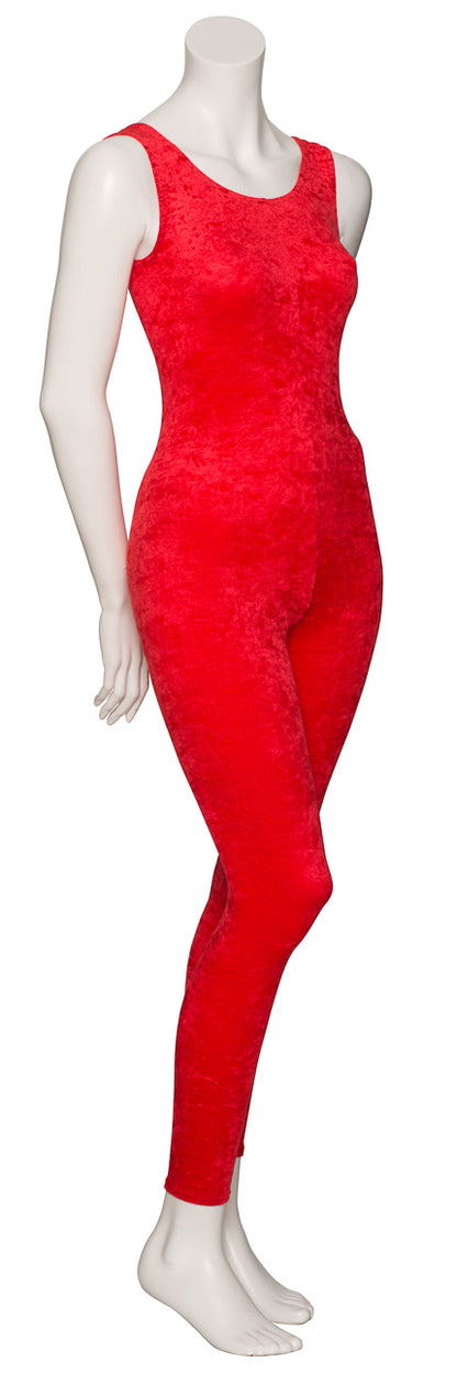 KDCV016 Girls All Colours Crushed Velour Velvet Sleeveless Footless Catsuit