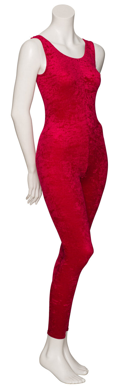 KDCV016 Girls All Colours Crushed Velour Velvet Sleeveless Footless Catsuit