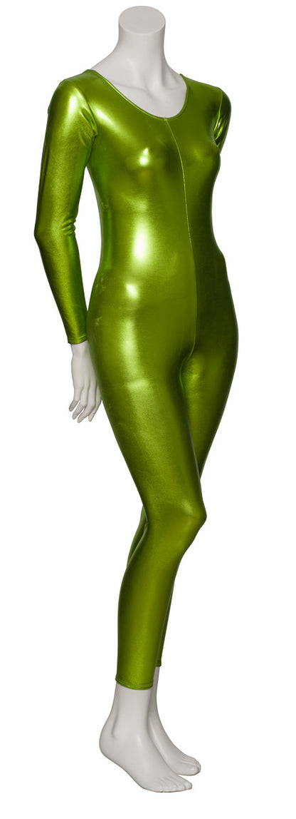 KDC017 Women's Silver Shiny METALLIC All Colours Long Sleeve Footless Catsuit Unitard