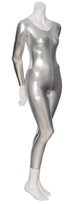 KDC017 Women's Silver Shiny METALLIC All Colours Long Sleeve Footless Catsuit Unitard