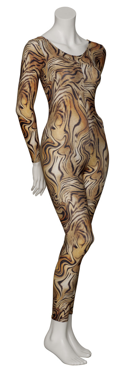 KDC017 All Colours ANIMAL PRINT Women's Girls Lycra Long Sleeve Footless Catsuit Unitard