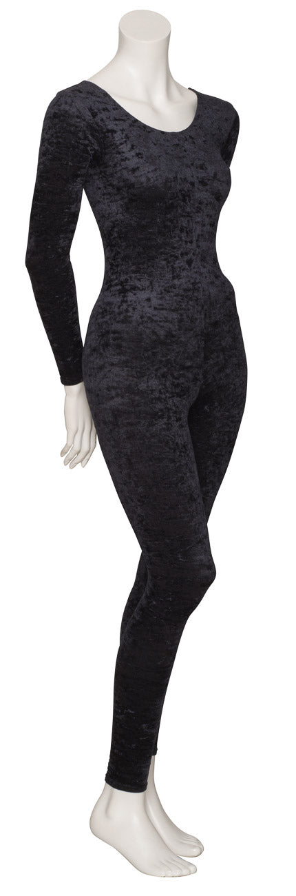 KDCV017 Girls All Colours Crushed Velour Velvet Long Sleeve Footless Catsuit