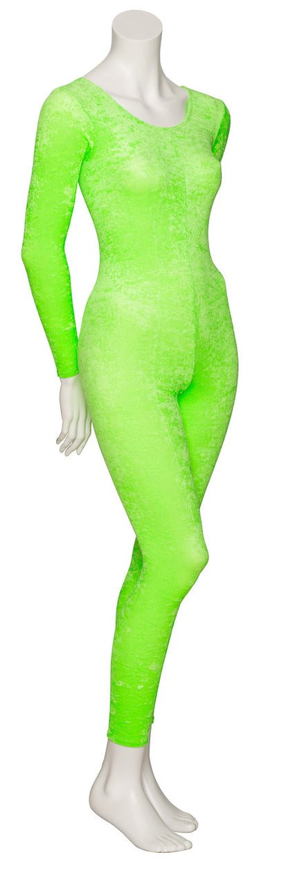KDCV017 Girls All Colours Crushed Velour Velvet Long Sleeve Footless Catsuit