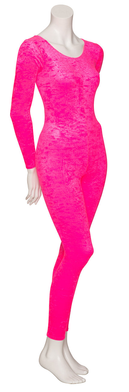 KDCV017 Girls All Colours Crushed Velour Velvet Long Sleeve Footless Catsuit