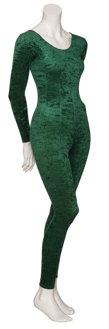 KDCV017 Girls All Colours Crushed Velour Velvet Long Sleeve Footless Catsuit