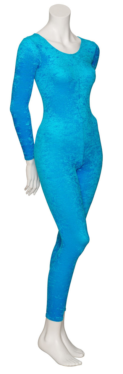 KDCV017 Girls All Colours Crushed Velour Velvet Long Sleeve Footless Catsuit