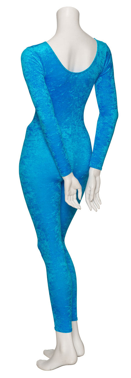 KDCV017 Girls All Colours Crushed Velour Velvet Long Sleeve Footless Catsuit