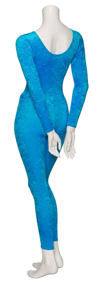 KDCV017 Girls All Colours Crushed Velour Velvet Long Sleeve Footless Catsuit