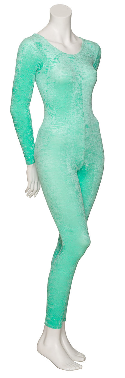 KDCV017 Girls All Colours Crushed Velour Velvet Long Sleeve Footless Catsuit