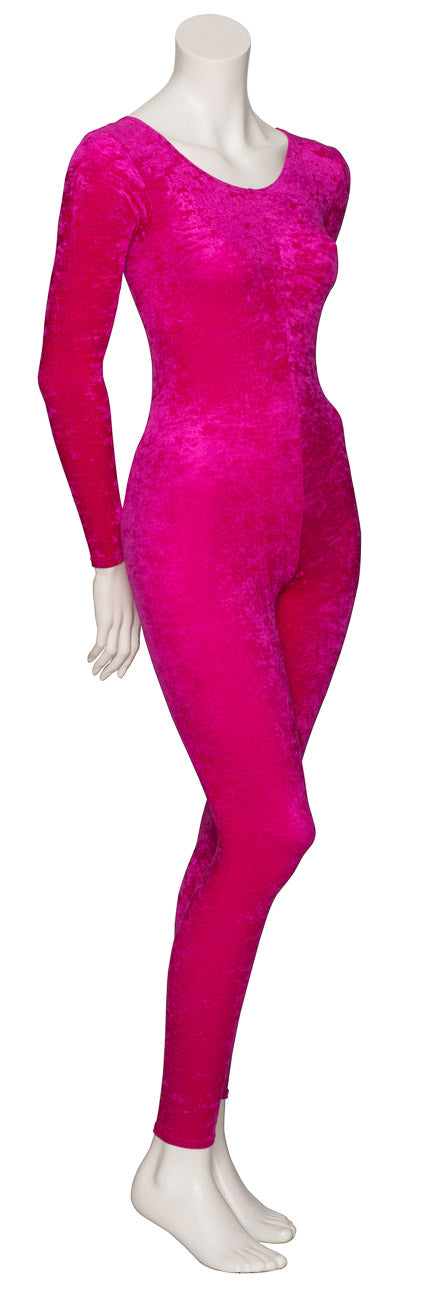 KDCV017 Girls All Colours Crushed Velour Velvet Long Sleeve Footless Catsuit