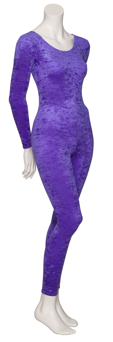 KDCV017 Girls All Colours Crushed Velour Velvet Long Sleeve Footless Catsuit