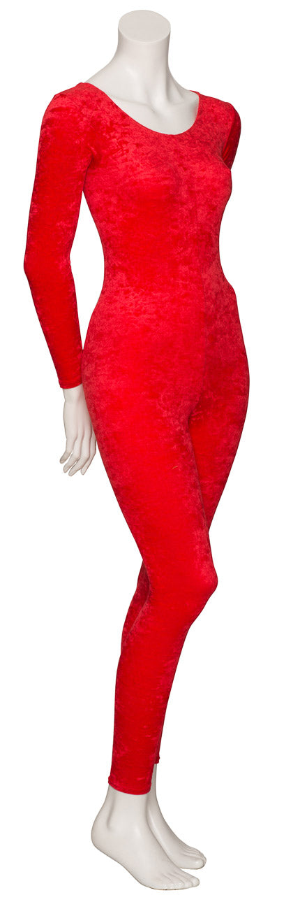 KDCV017 Girls All Colours Crushed Velour Velvet Long Sleeve Footless Catsuit