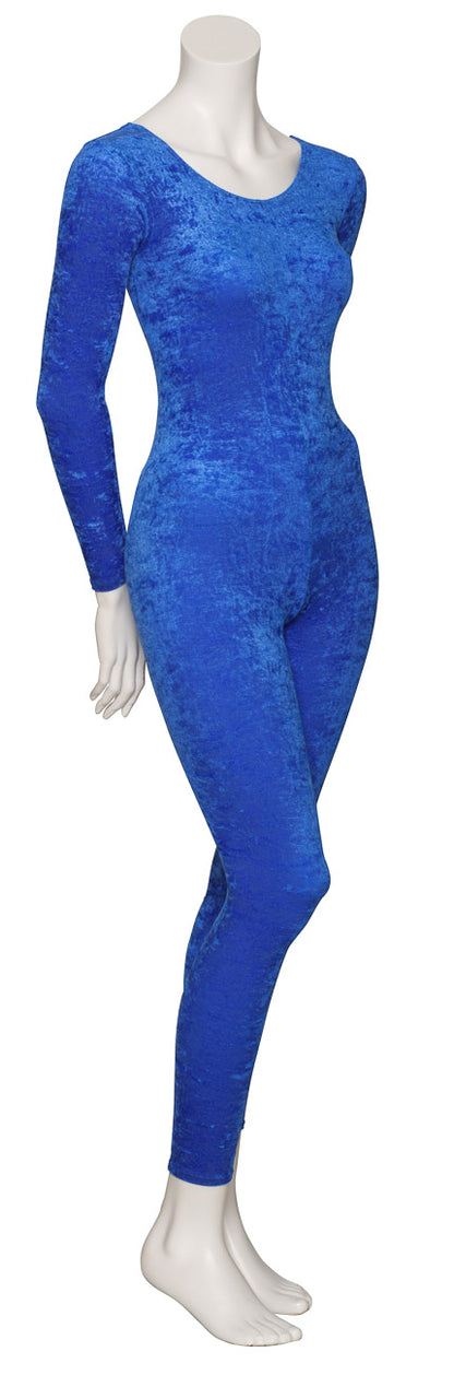 KDCV017 Girls All Colours Crushed Velour Velvet Long Sleeve Footless Catsuit