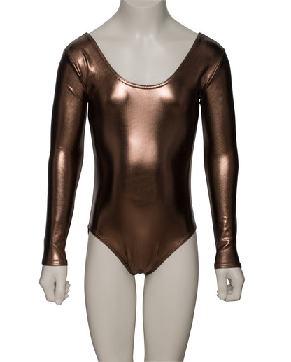 KDC029 Girls Shiny METALLIC All Colours Long Sleeve Leotard