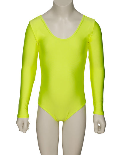KDC029 Girls All Colours Nylon Lycra Long Sleeve Plain Dance Gymnastics Leotard