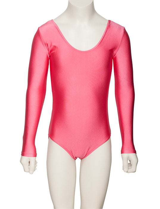 KDC029 Girls All Colours Nylon Lycra Long Sleeve Plain Dance Gymnastics Leotard