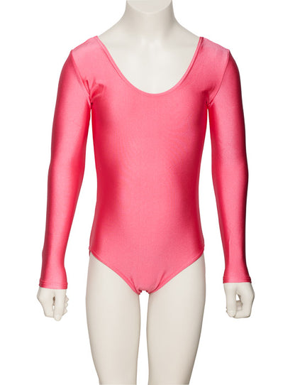 KDC029 Girls All Colours Nylon Lycra Long Sleeve Plain Dance Gymnastics Leotard