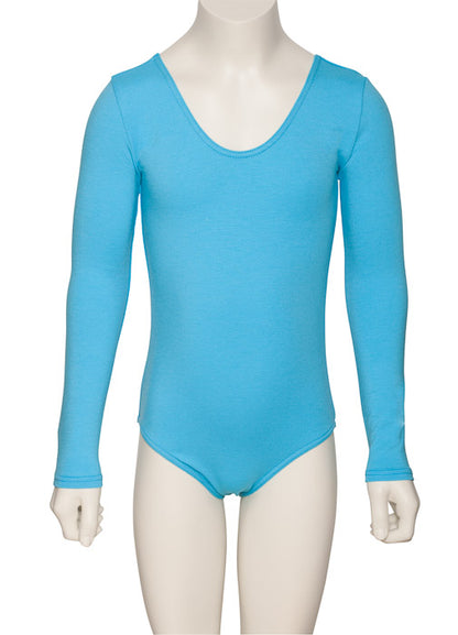 KDC039 Girls All Colours Ruched Cotton Long Sleeve Ballet Dance Leotard