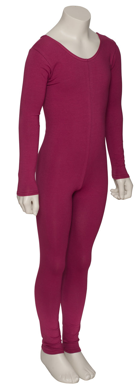 KDC057 Girls All Colours Cotton Long Sleeve Footless Catsuit Unitard