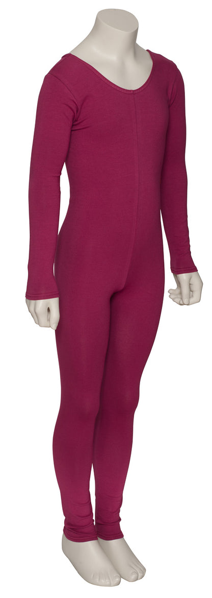 KDC057 Girls All Colours Cotton Long Sleeve Footless Catsuit Unitard