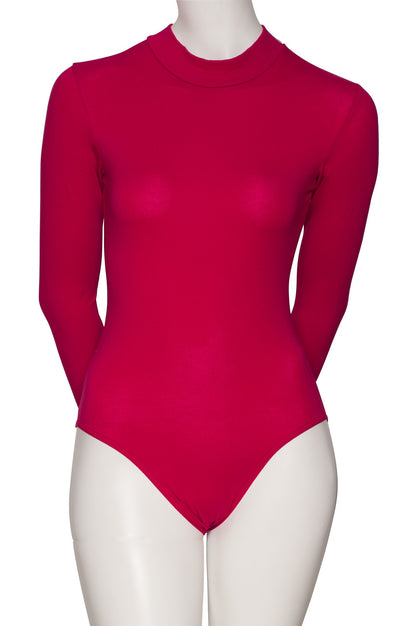 KDGC015 Women's All Colours High Neck Cotton Long Sleeve Leotard