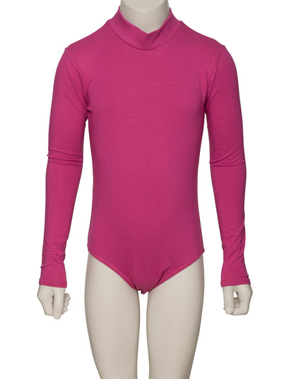 KDGC015 Girls All Colours High Neck Cotton Long Sleeve Leotard