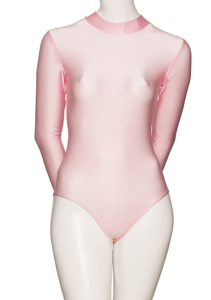 KDGN019 Women's All Colours Nylon Lycra HIGH NECK Long Sleeve Plain Dance Gymnastics Leotard