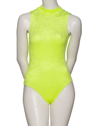 KDGV017 Women's All Colours Velour Crushed Velvet HIGH NECK Sleeveless Dance Leotard