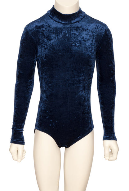KDGV018 Girls All Colours Velour Crushed Velvet HIGH NECK Long Sleeve Dance Leotard