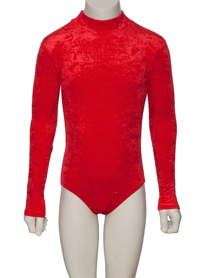 KDGV018 Girls All Colours Velour Crushed Velvet HIGH NECK Long Sleeve Dance Leotard