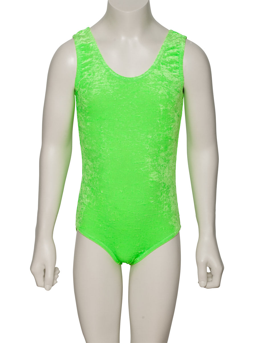 KDGV046 Girls All Colours Velour Crushed Velvet Sleeveless Dance Leotard