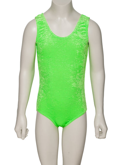 KDGV046 Girls All Colours Velour Crushed Velvet Sleeveless Dance Leotard