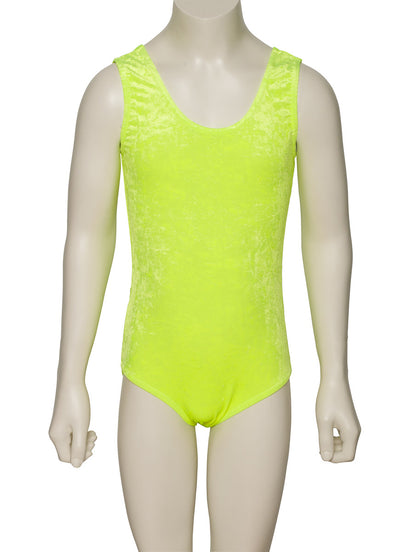 KDGV046 Girls All Colours Velour Crushed Velvet Sleeveless Dance Leotard