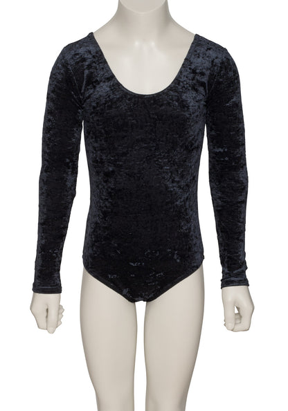 KDGV049 Girls All Colours Velour Crushed Velvet Long Sleeve Dance Leotard