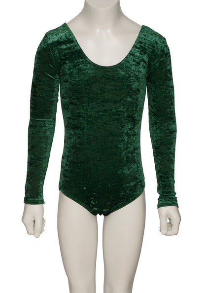 KDGV049 Girls All Colours Velour Crushed Velvet Long Sleeve Dance Leotard