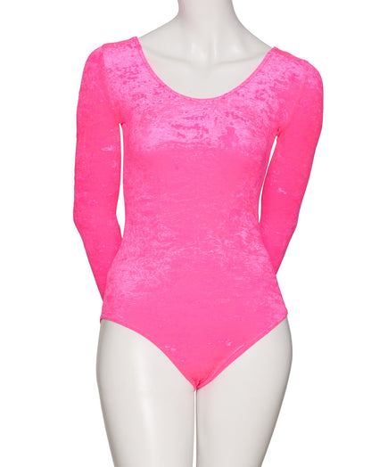 KDGV049 Women's All Colours Velour Crushed Velvet Long Sleeve Dance Leotard
