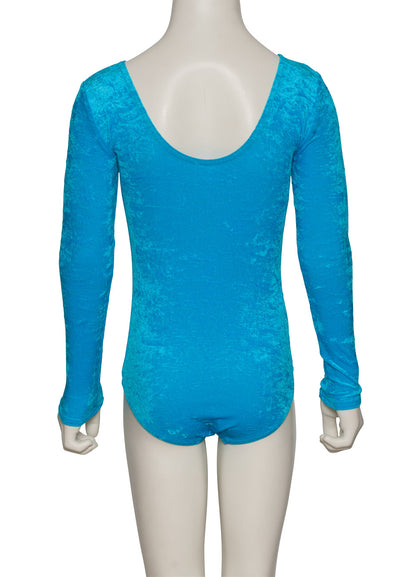 KDGV049 Girls All Colours Velour Crushed Velvet Long Sleeve Dance Leotard