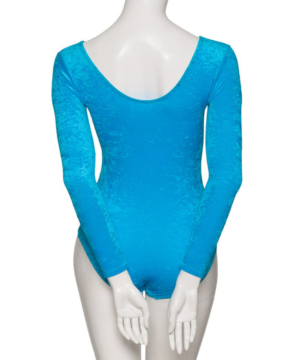 KDGV049 Women's All Colours Velour Crushed Velvet Long Sleeve Dance Leotard